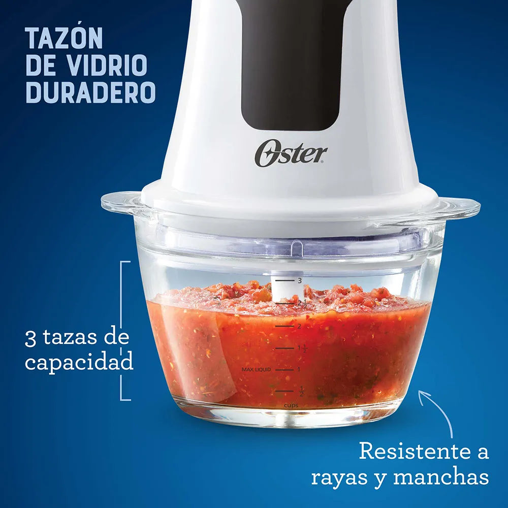 Mini picadora Oster® 3 tazas con tazón de vidrio FPSTFP3340