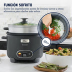 Oster Arrocera, 3 en 1, 12 Tazas de Capacidad, con Función de Sofrito, Vaporera, Recubrimiento Antiadherente Oster DiamondForce, CKSTRC12DFSKE