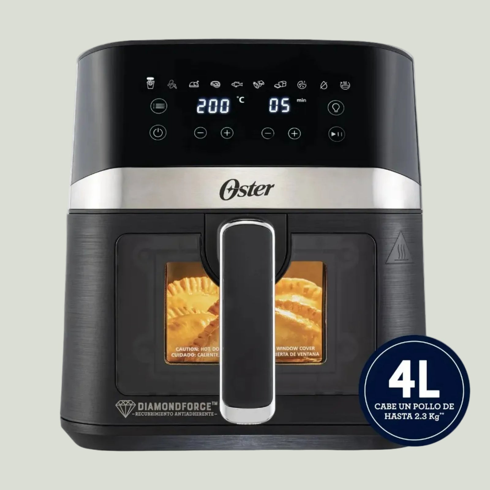 Freidora de aire digital Oster® con recubrimiento Oster® DiamondForce, 4L de capacidad, CKSTAF40WDDF