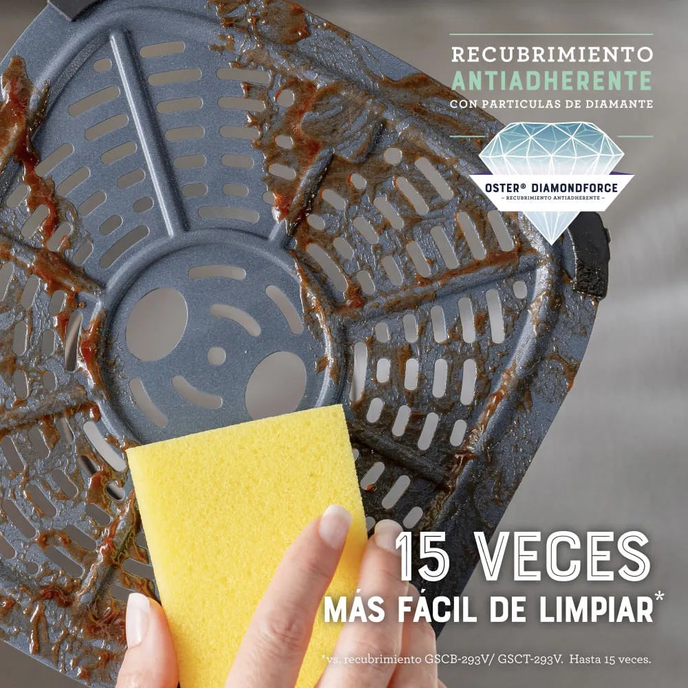 Freidora de aire digital Oster® con recubrimiento Oster® DiamondForce, 4L de capacidad, CKSTAF40WDDF