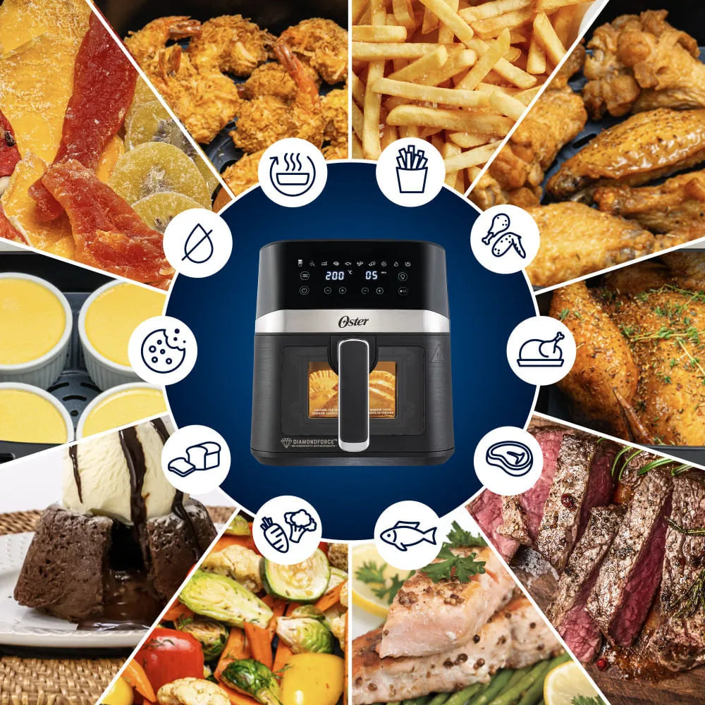 Freidora de aire digital Oster® con recubrimiento Oster® DiamondForce, 4L de capacidad, CKSTAF40WDDF