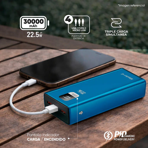 Batería Externa Power Bank 30000 Mah 22.5W UCP30LPD