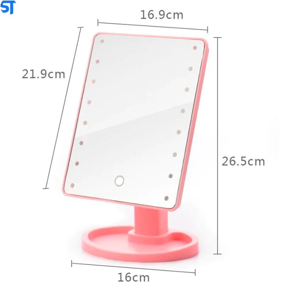 Espejo Led Maquillaje Touch Usb Luz Regulable 360