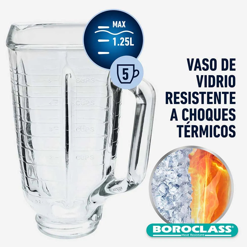 Vaso vidrio Boroclass® de 1.25 l para la licuadoras Oster®